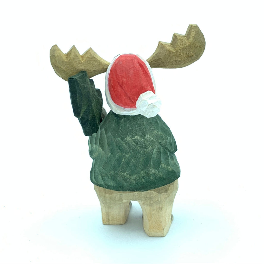 YEEYAYA bull elk  Stag Buck deer Hand Carved Wood sculpture Wood collectibles hand made wood Figurines reindeer Figurine Merry Christmas gift