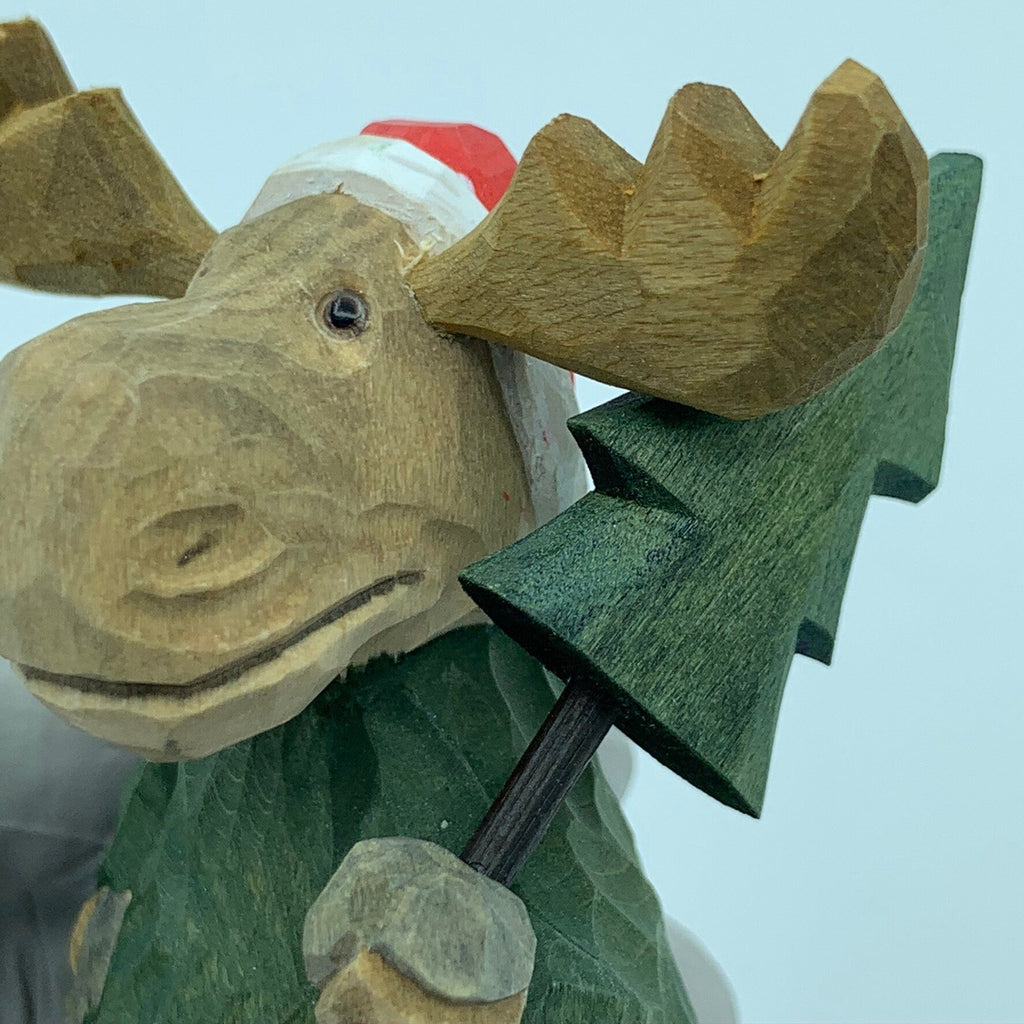 YEEYAYA bull elk  Stag Buck deer Hand Carved Wood sculpture Wood collectibles hand made wood Figurines reindeer Figurine Merry Christmas gift