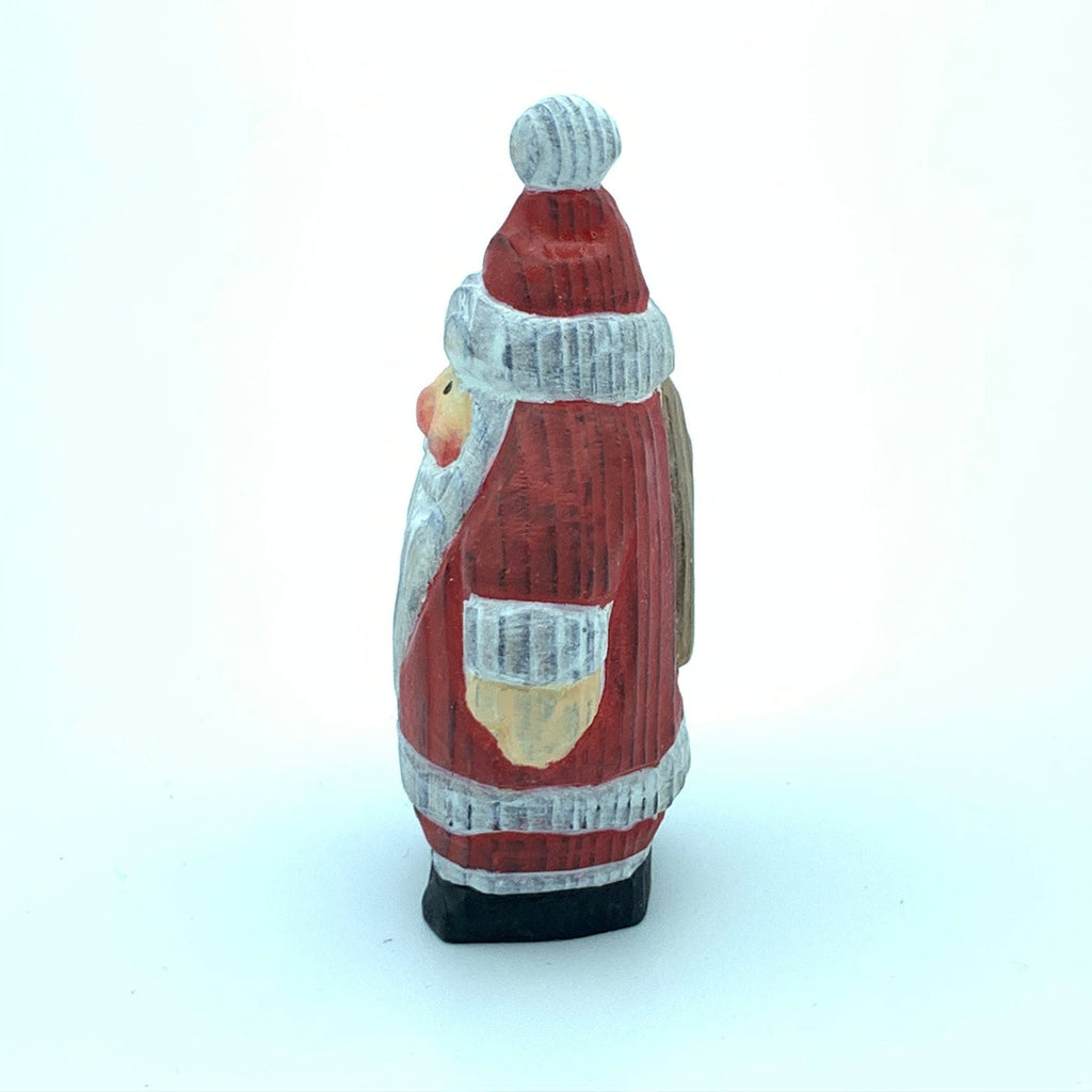 YEEYAYA Santa bag Wood sculpture Hand Carved Wood Wooden Santa Claus Figurine  Wood Statue Room Decor home Decor Merry Christmas gift