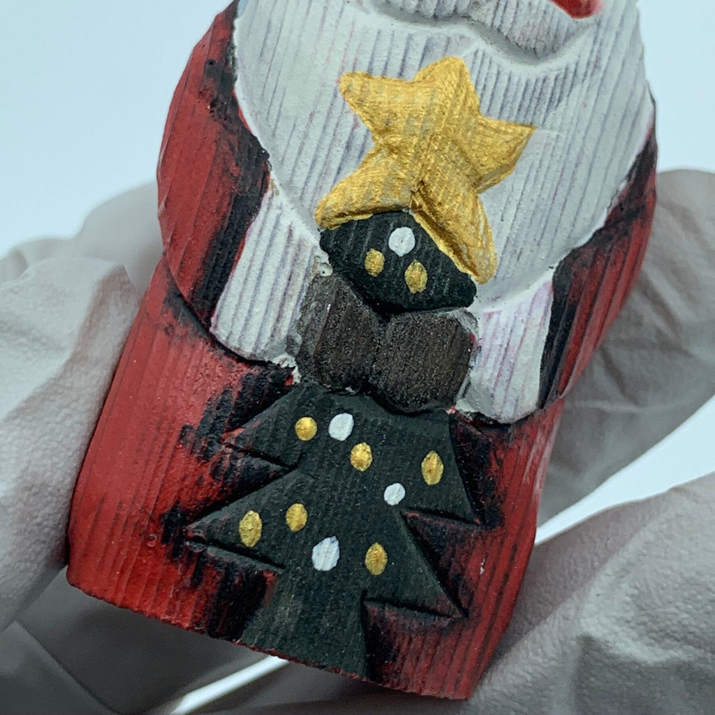 Hand Carved Wood Wooden Santa Claus Figurine Merry Christmas gift