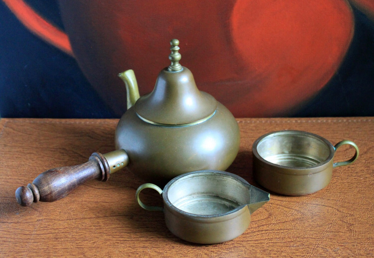 Turkish Copper Coffee Set with Bell Lid