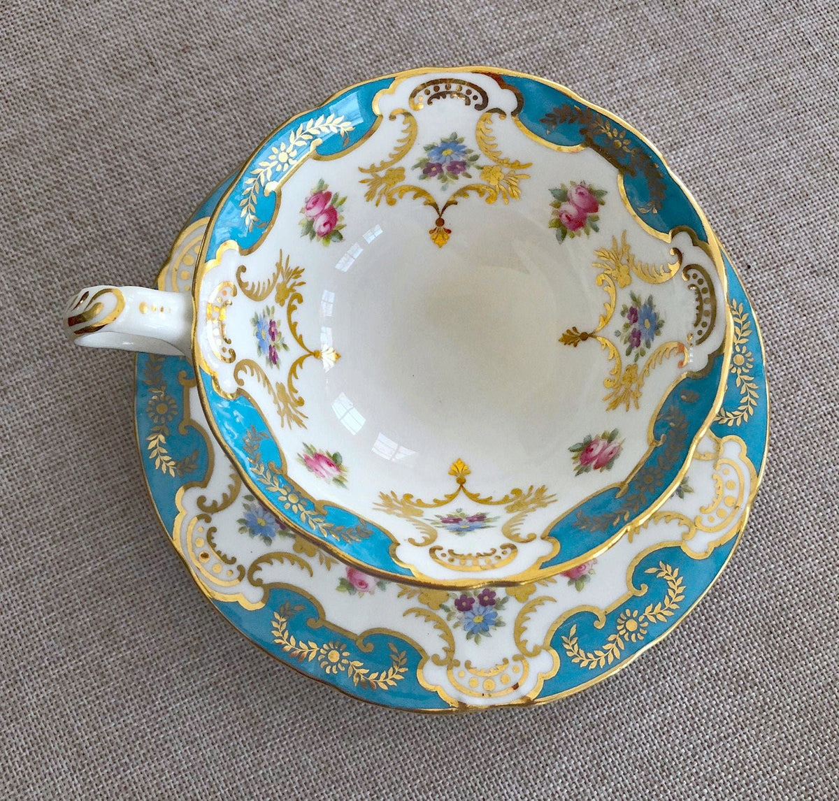 Royal Albert & Salon China Floral Cups & Saucers, Pair