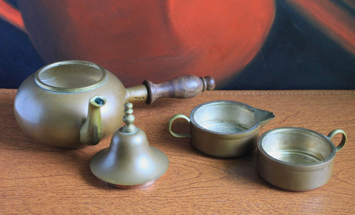 Turkish Copper Coffee Set with Bell Lid
