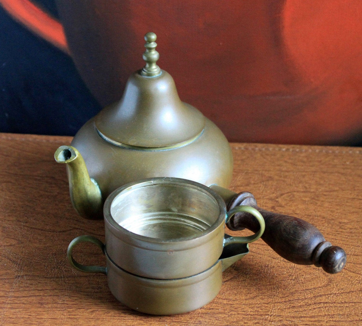 Turkish Copper Coffee Set with Bell Lid