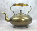 Footed Brass Kettle with Yellow Glass Handle