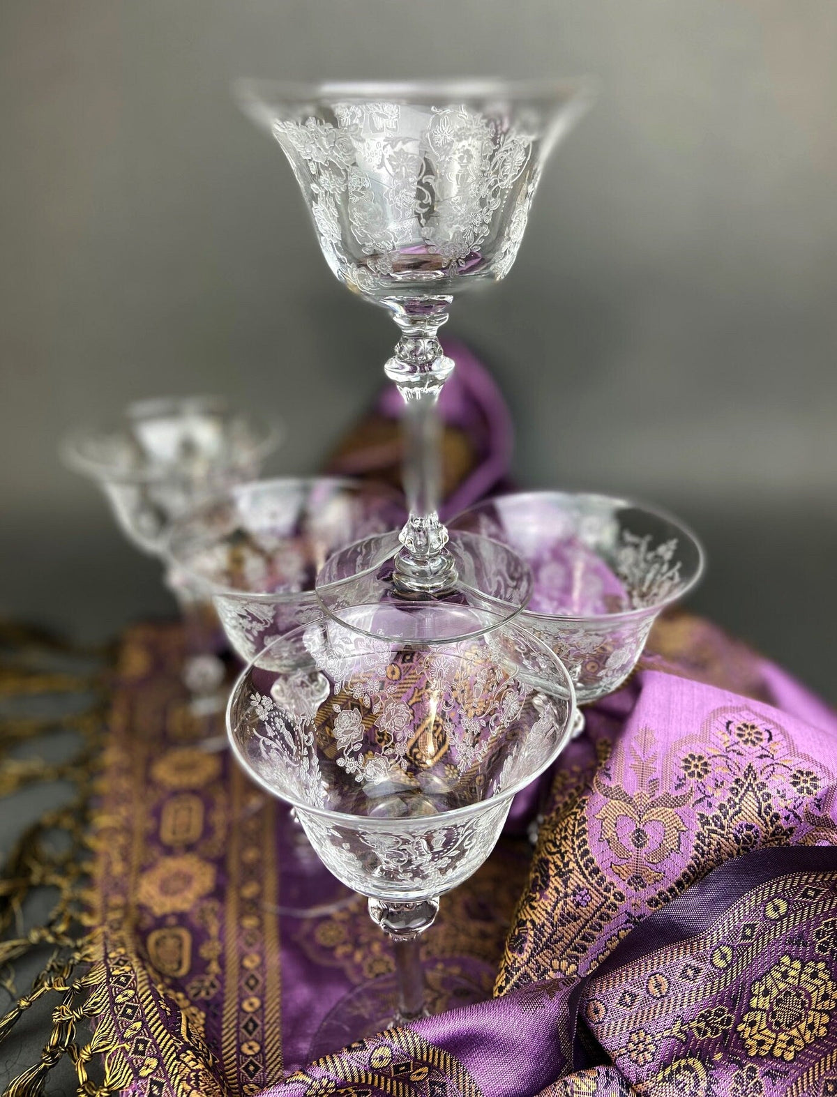 Tiffin Franciscan Cherokee Rose Cocktail Glasses, Set of 6