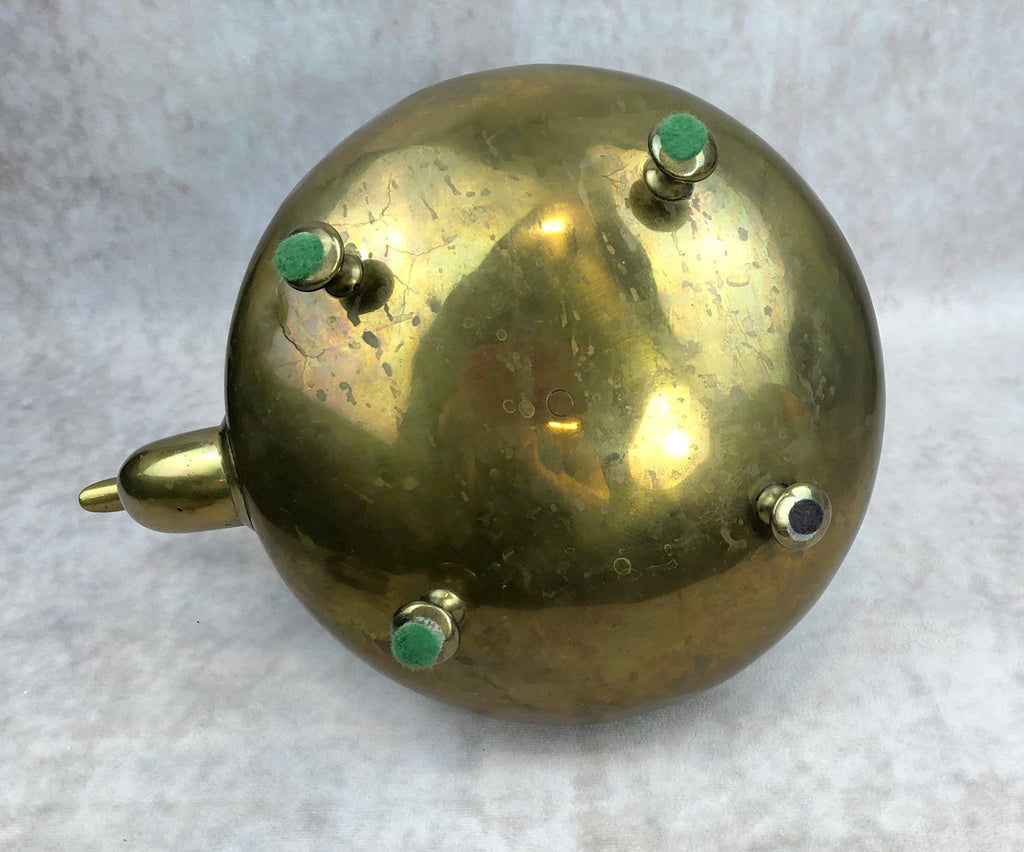Footed Brass Kettle with Yellow Glass Handle