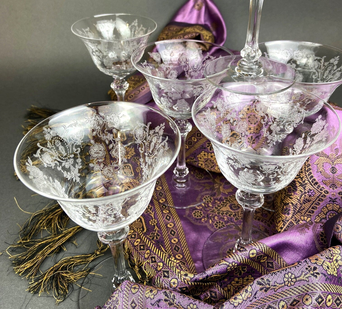Tiffin Franciscan Cherokee Rose Cocktail Glasses, Set of 6