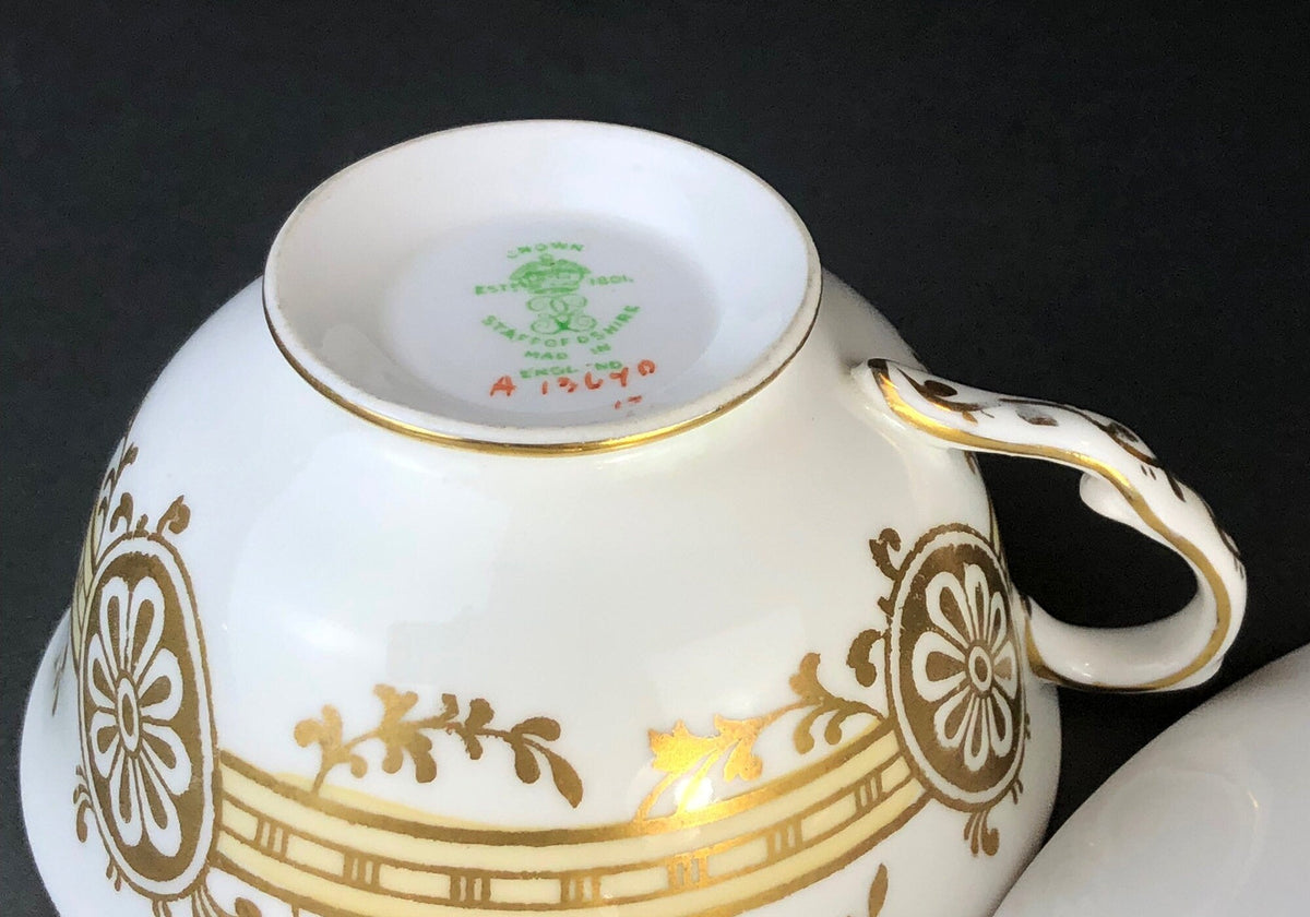 Staffordshire Green, Gold & Pink Tea Trio