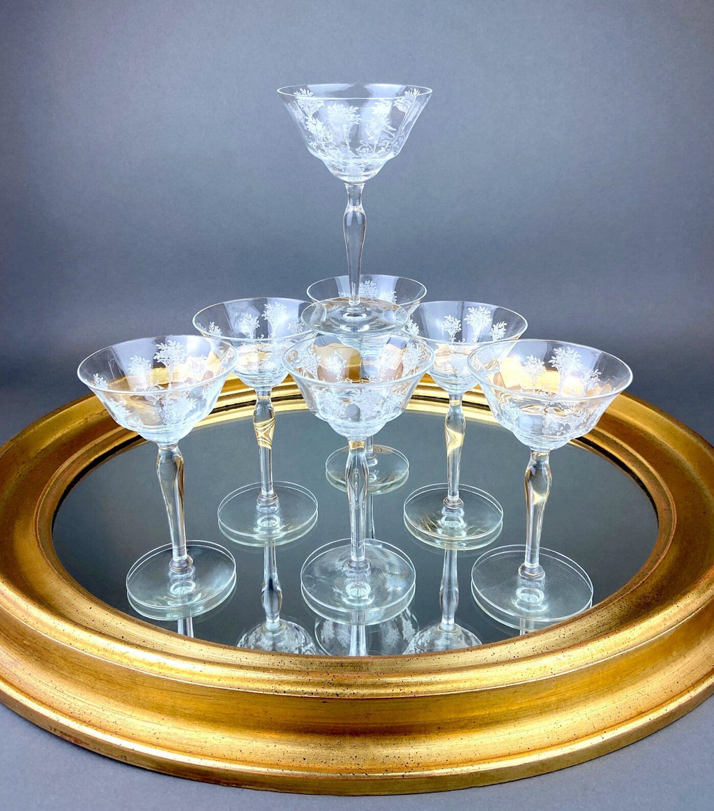 Morgantown Mayfair Etched Cocktail Glasses, Set of 8