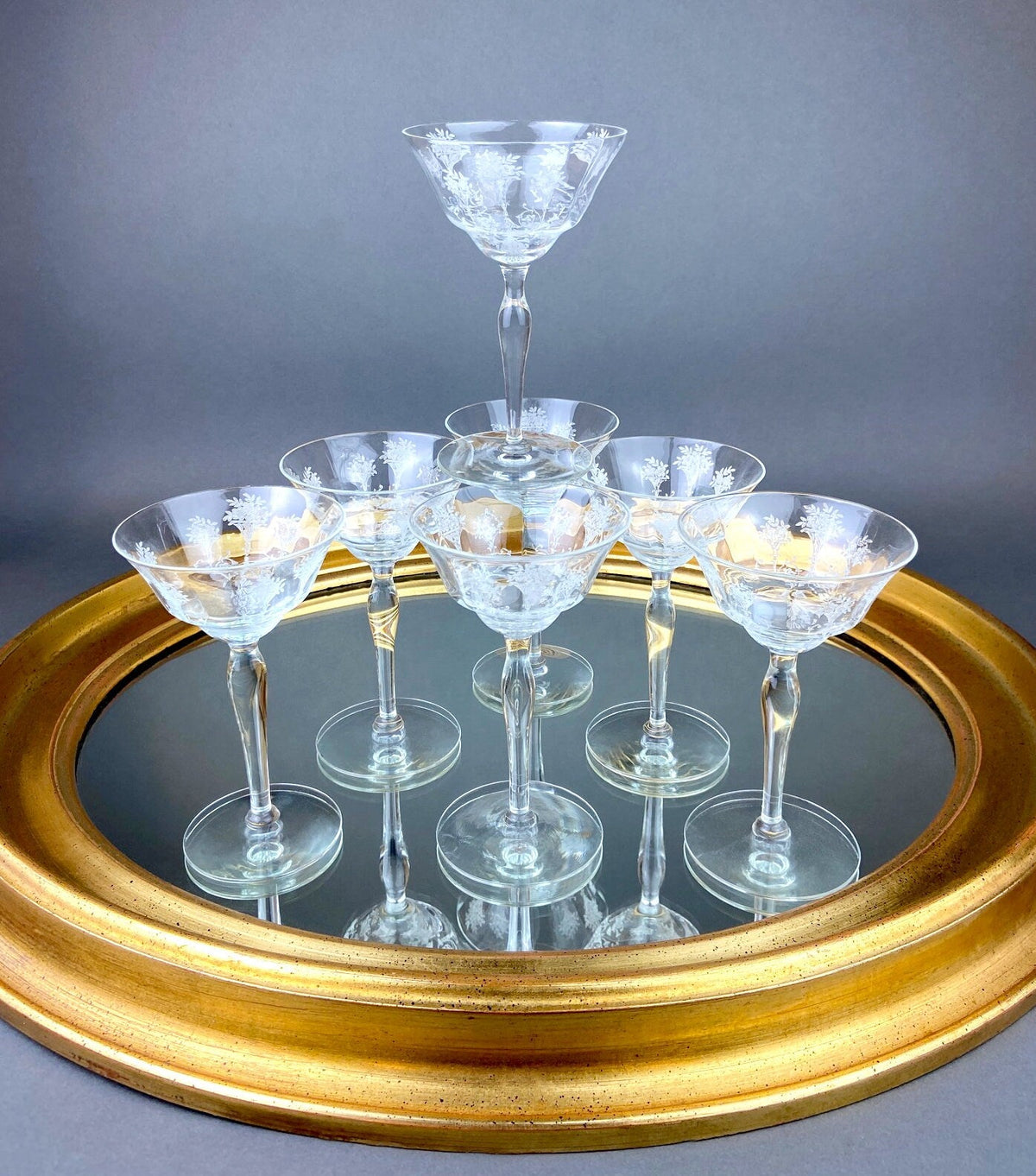 Morgantown Mayfair Etched Cocktail Glasses, Set of 8