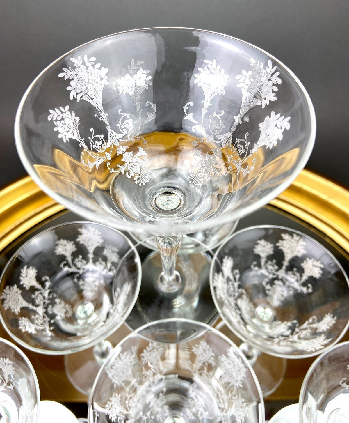 Morgantown Mayfair Etched Cocktail Glasses, Set of 8