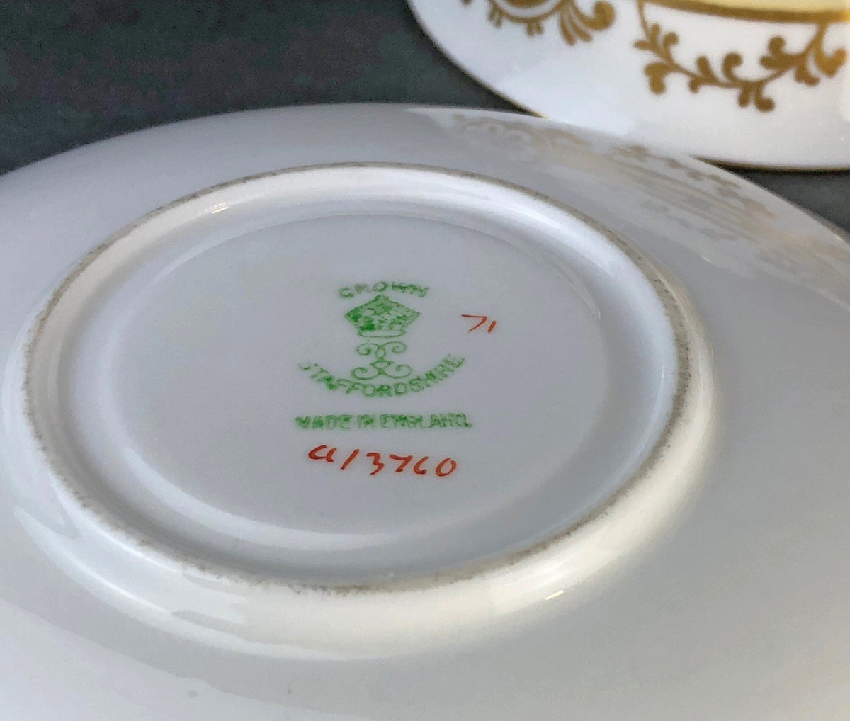 Staffordshire Green, Gold & Pink Tea Trio