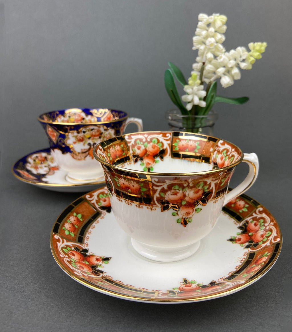 Royal Albert & Salon China Floral Cups & Saucers, Pair