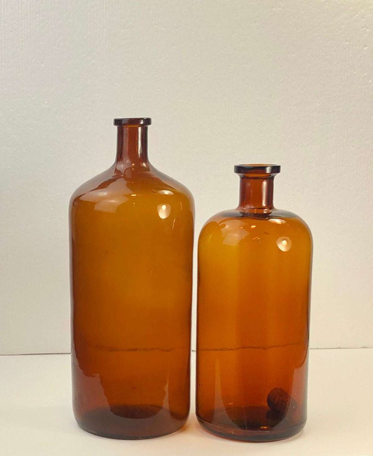 Large Amber Glass Decorative Bottles