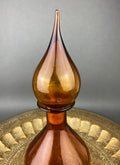 Hand-Blown Brown Glass Decanter with Fleur-de-Lis