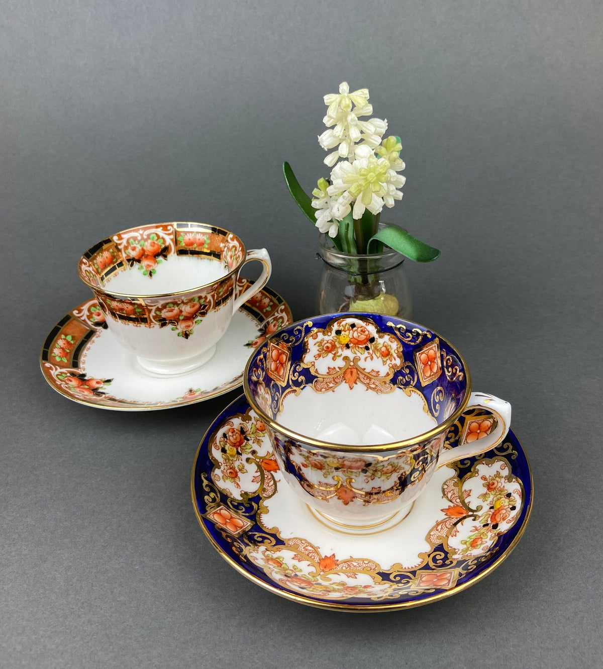 Royal Albert & Salon China Floral Cups & Saucers, Pair