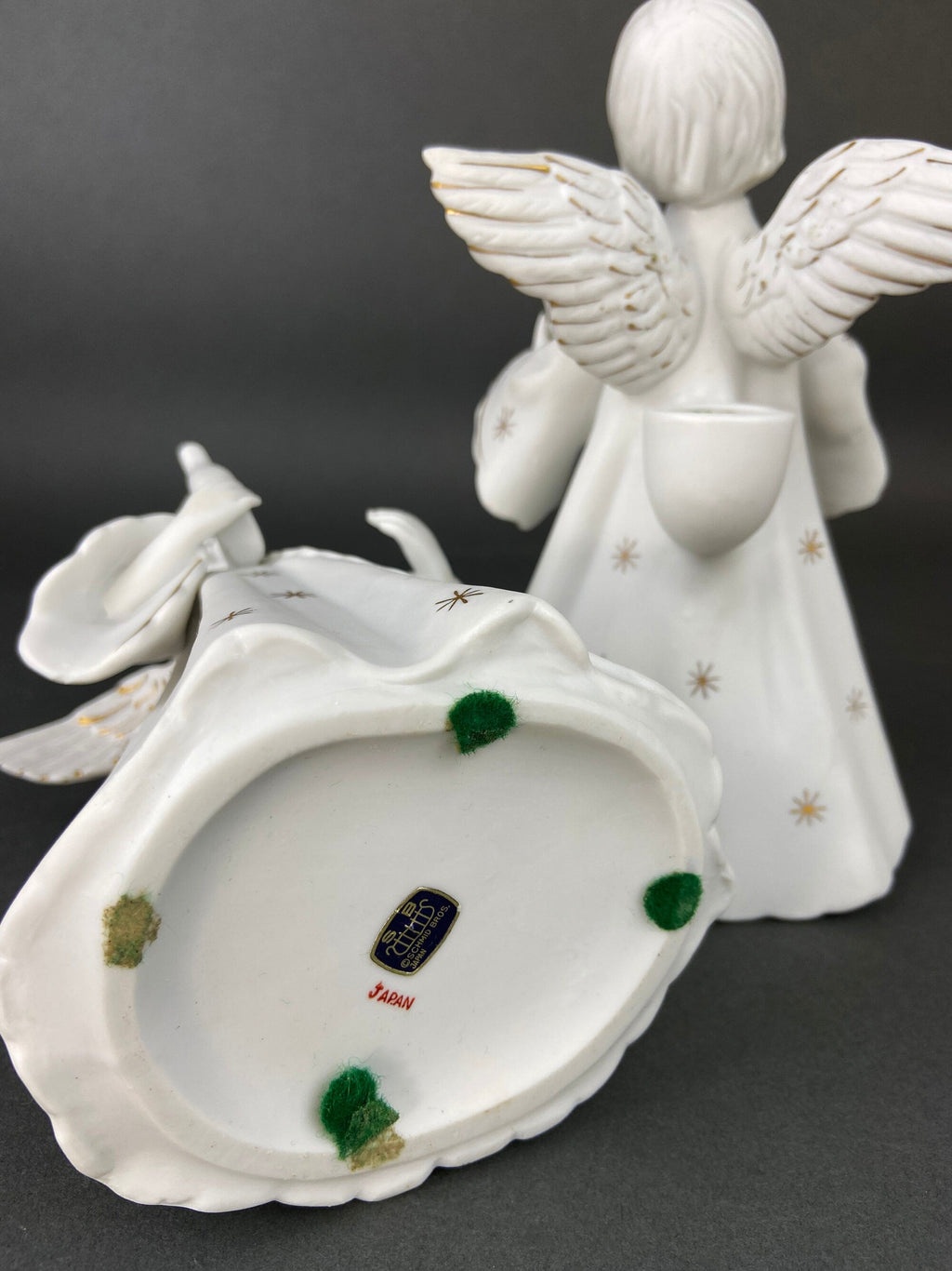 Schmid Brothers Harp Angel Candle Holders, Pair