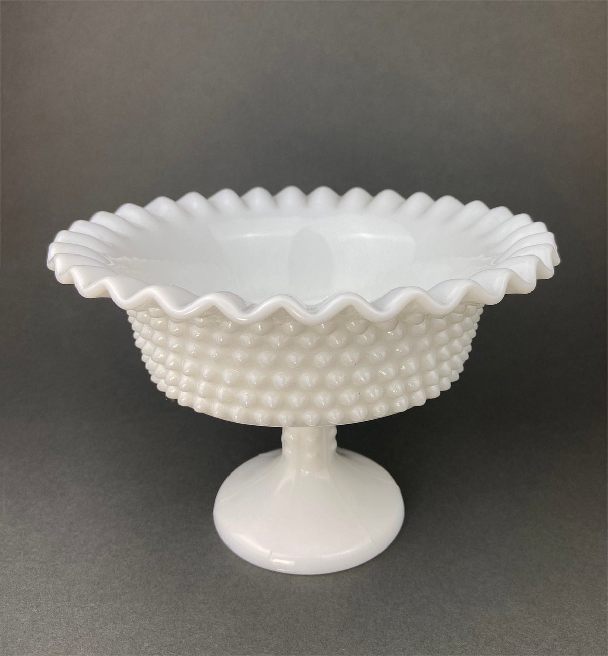 Waffle Milk Glass Footed Bowl & Butter Dish