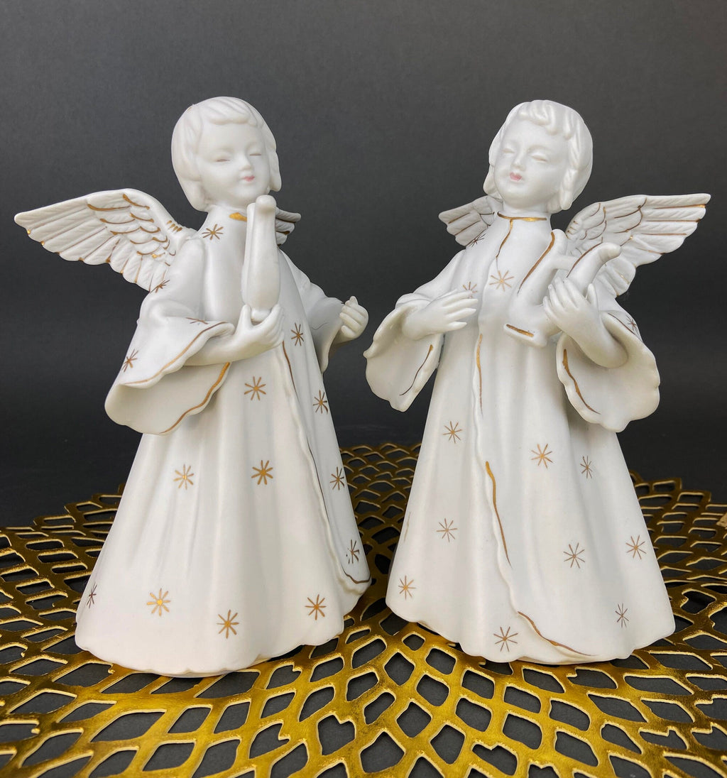 Schmid Brothers Harp Angel Candle Holders, Pair