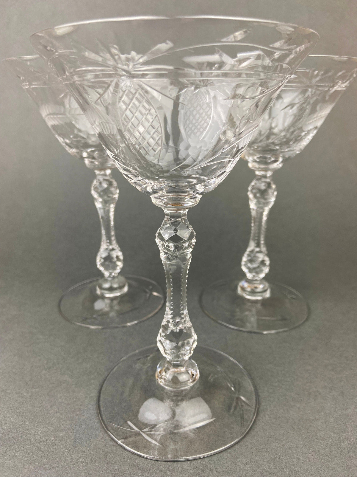 Cut Crystal Champagne Glasses, Set of 6