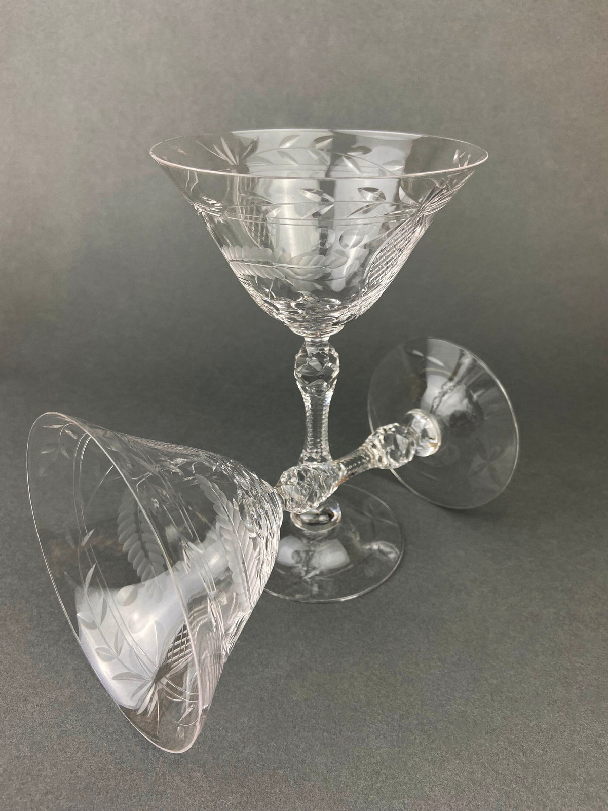Cut Crystal Champagne Glasses, Set of 6