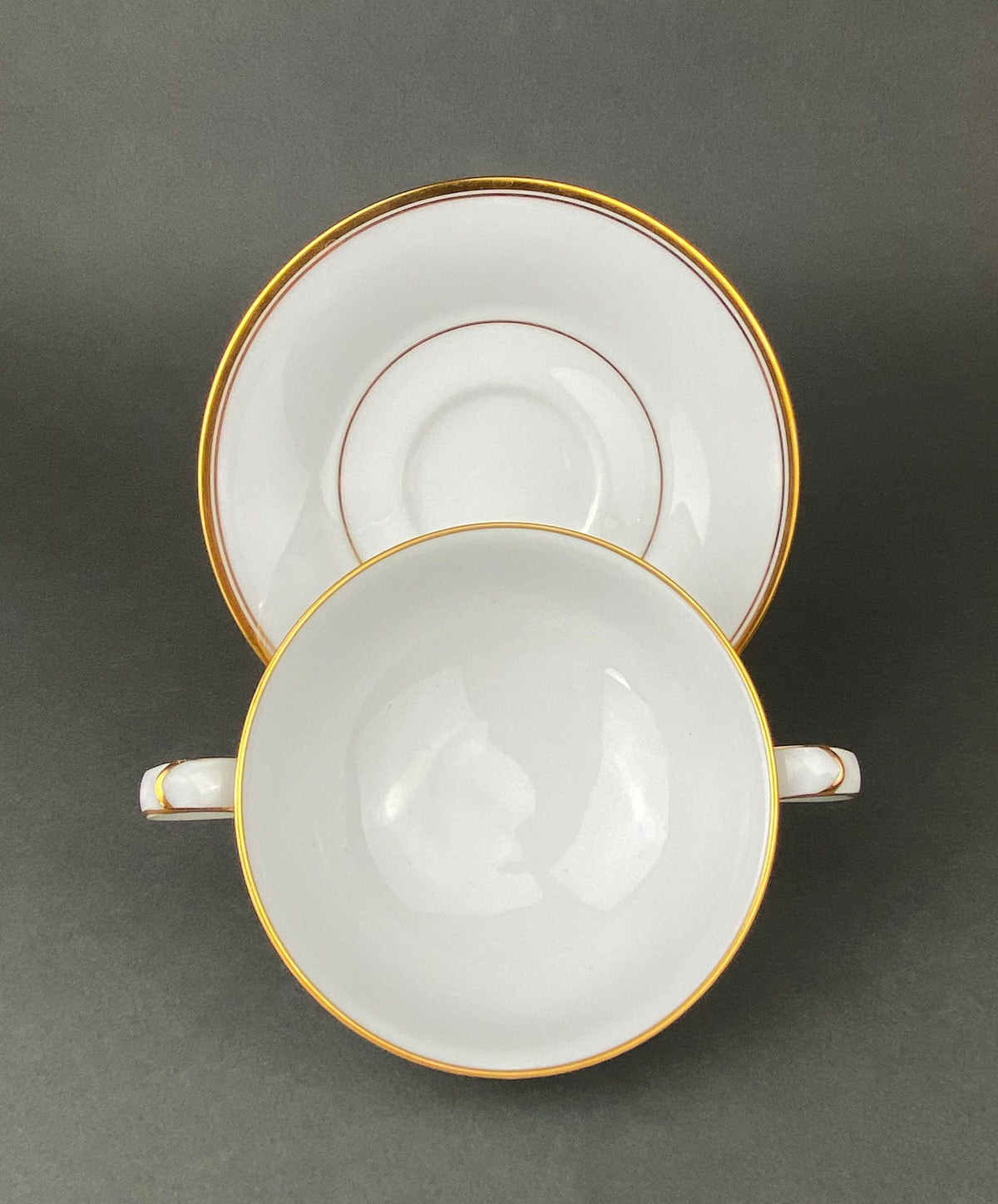 Noritake Allison Gold Band Soup Bowls & Saucers, Set of 7