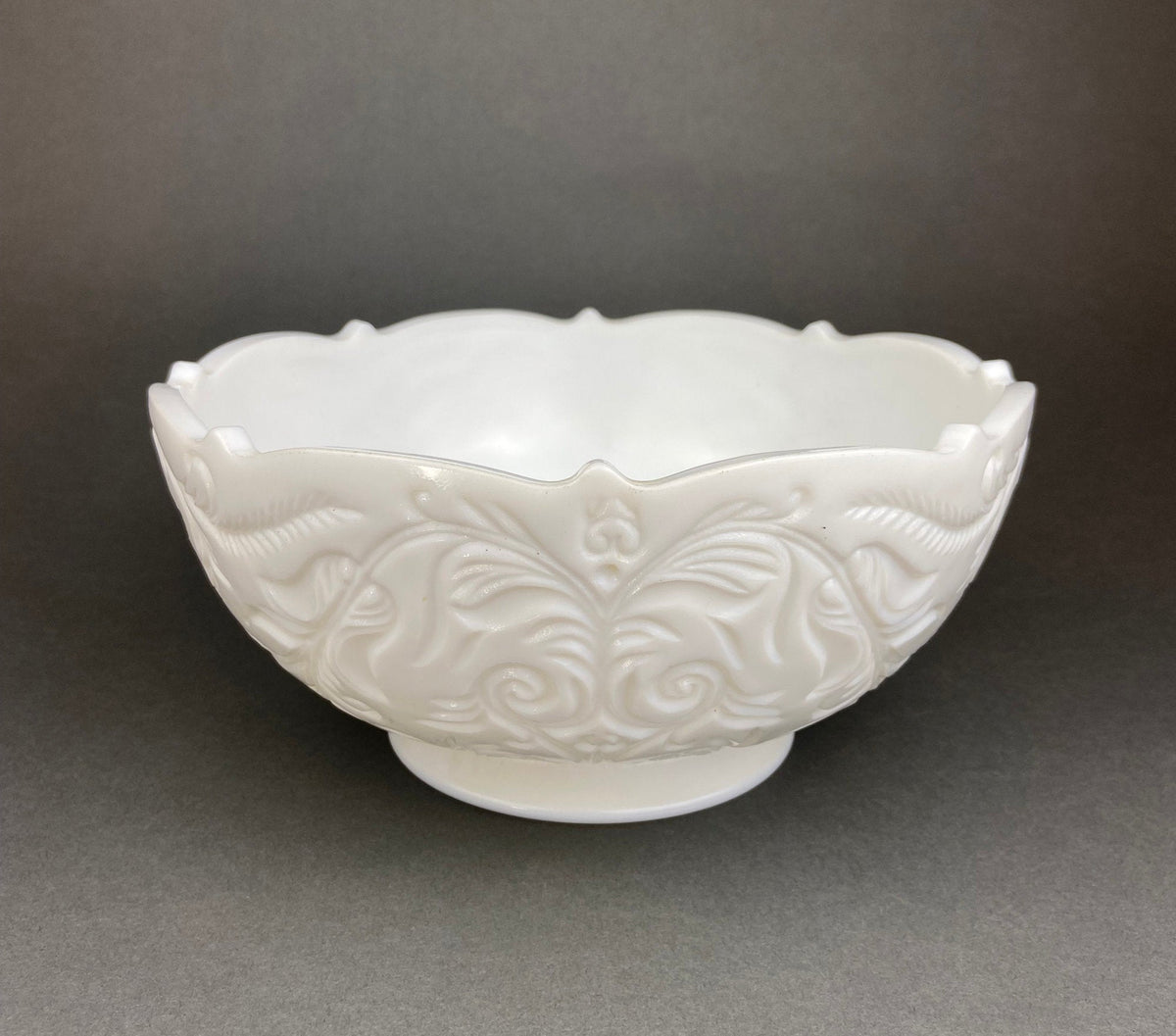 Waffle Milk Glass Footed Bowl & Butter Dish