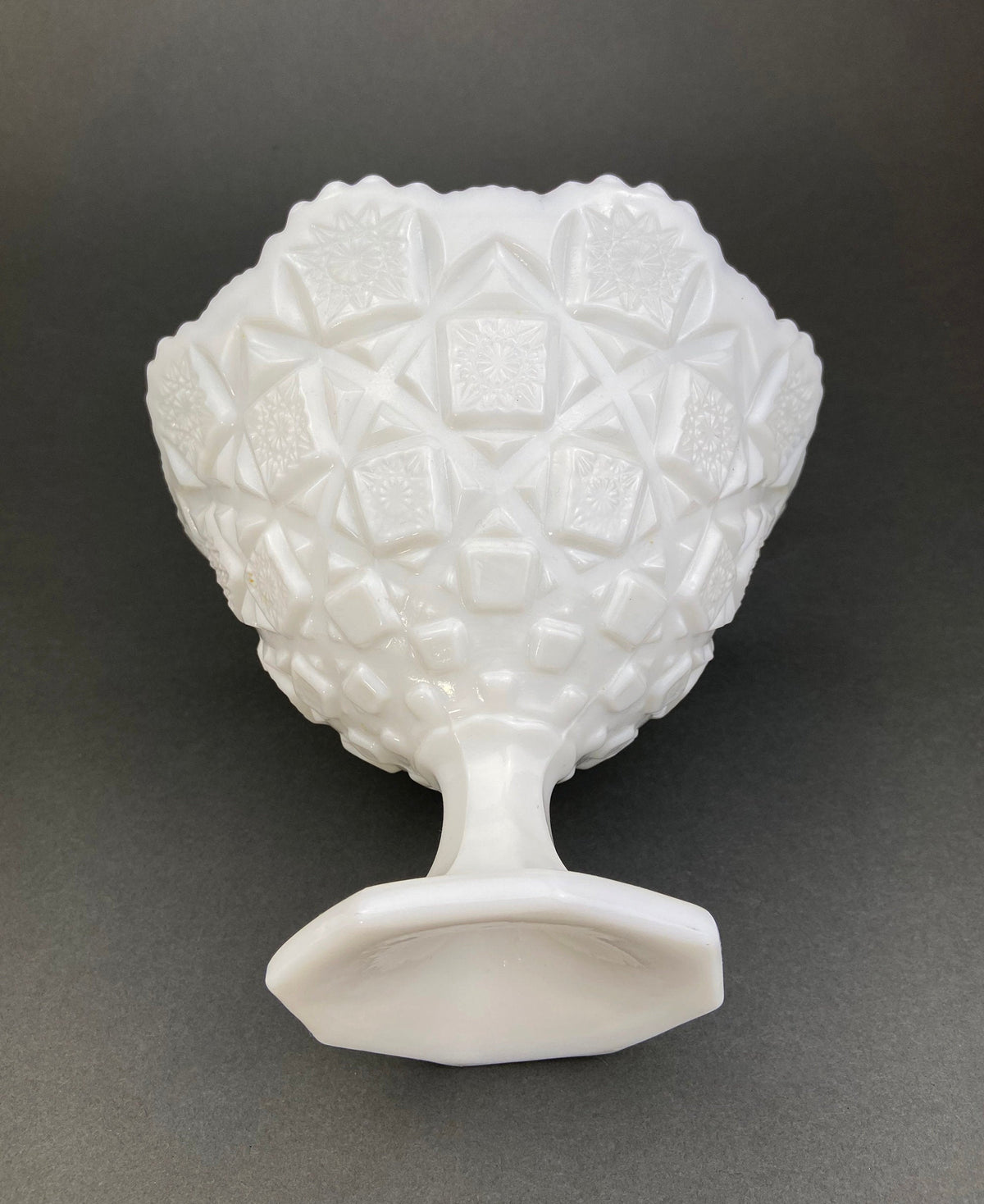 Waffle Milk Glass Footed Bowl & Butter Dish
