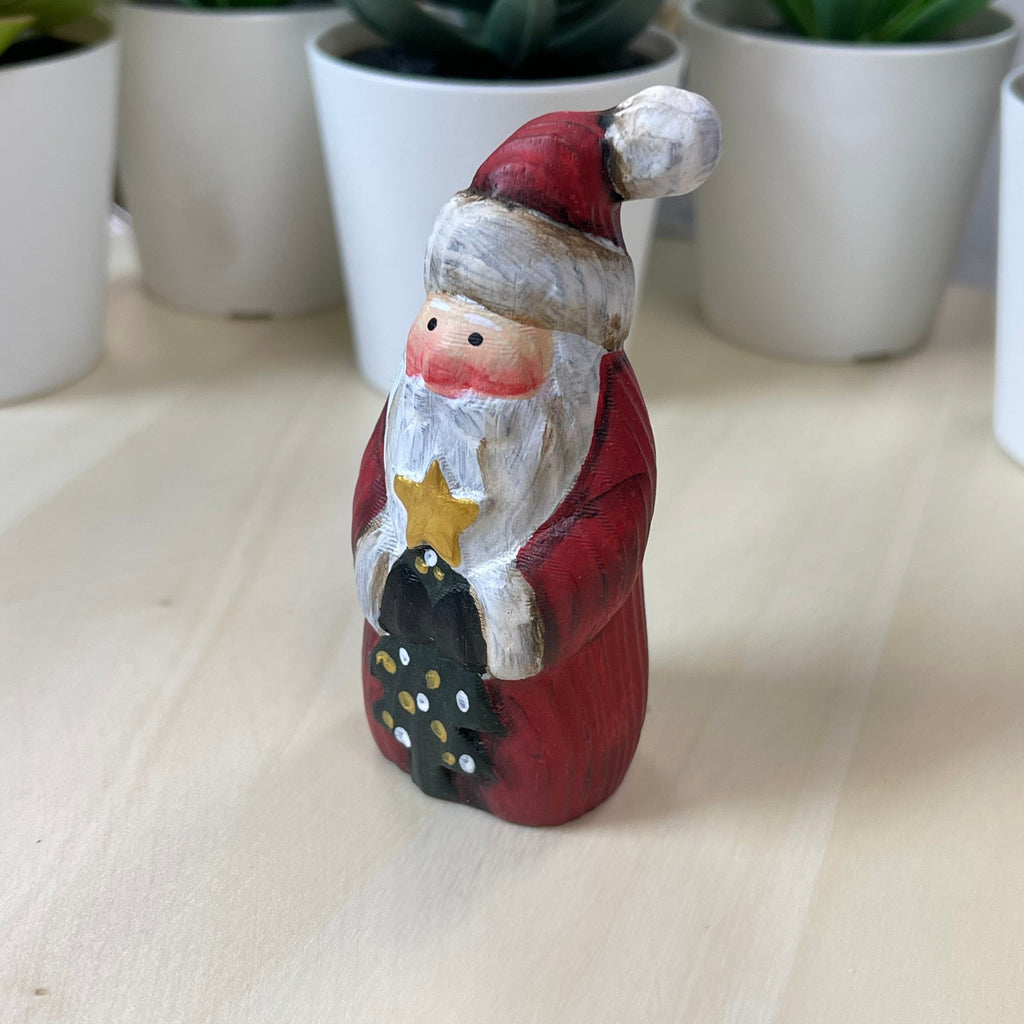 YEEYAYA Wood sculpture Hand Carved Wood Wooden Santa Claus Figurine Christmas gift Wood Statue Room Decor home Decor