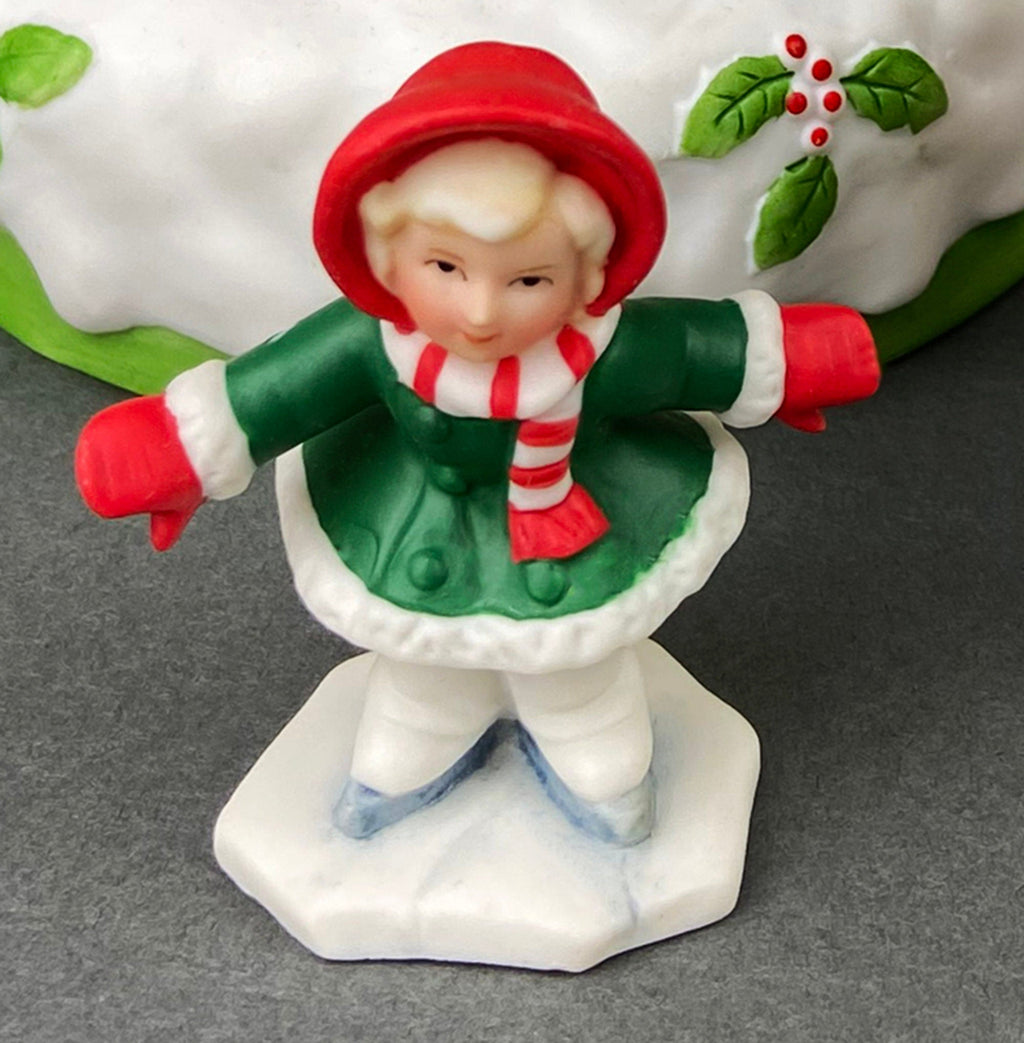 Christmas Village Trees and Lefton Girl Figurine
