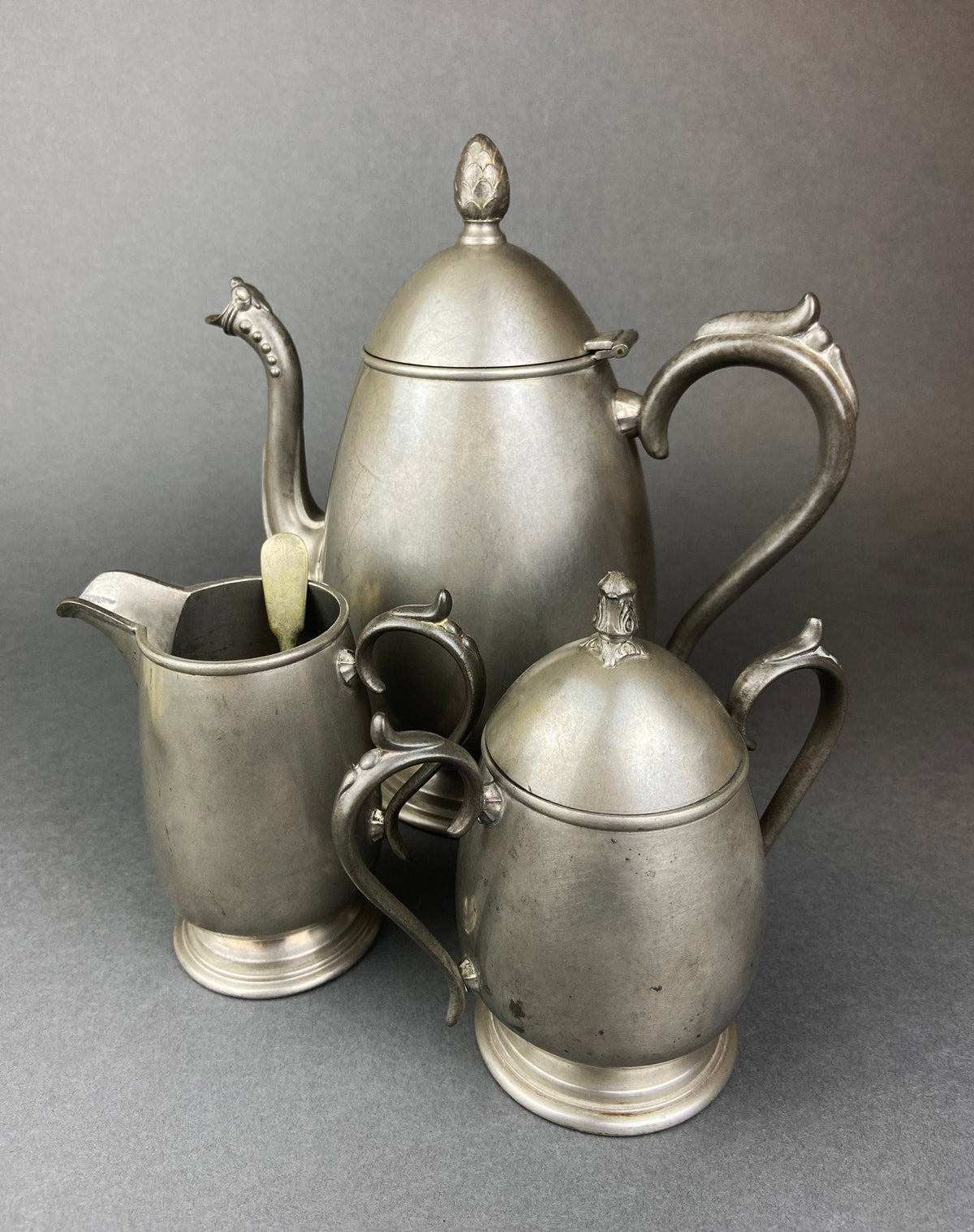 KSC P81 Pewter Coffee Pot, Creamer & Sugar