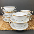 Noritake Allison Gold Band Soup Bowls & Saucers, Set of 7