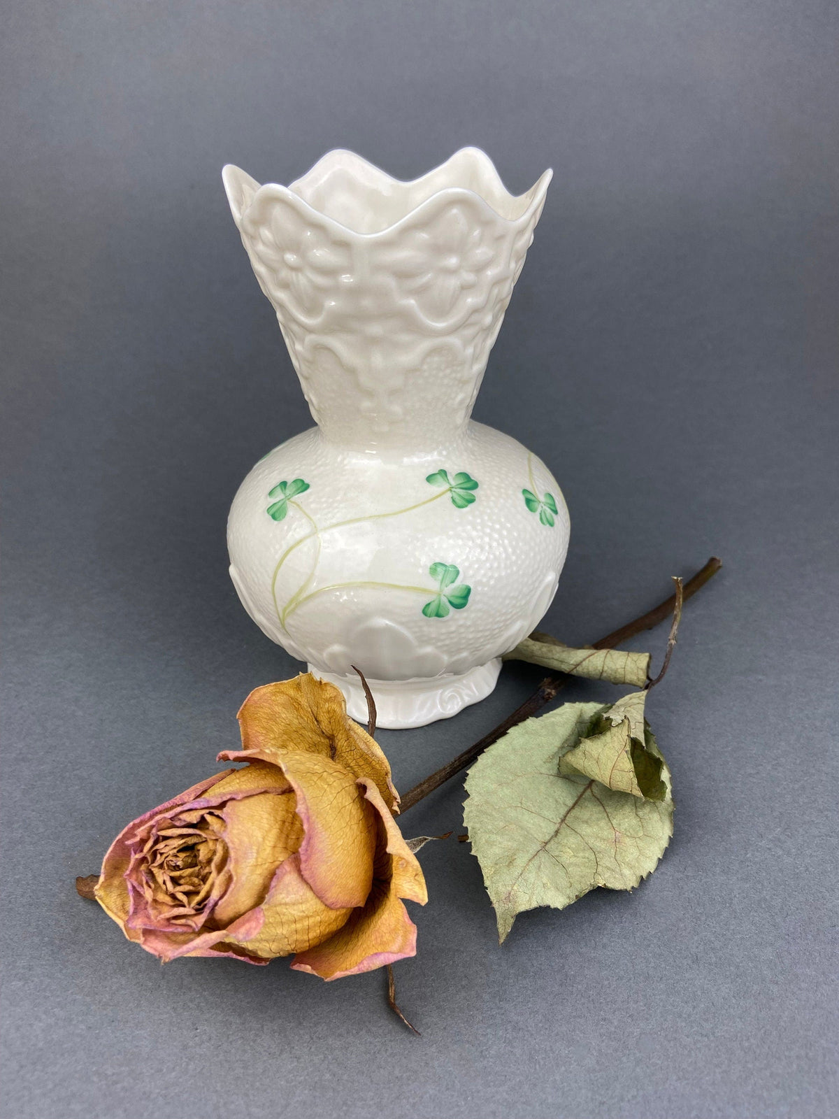 Belleek Shamrock Porcelain Vase, Ireland