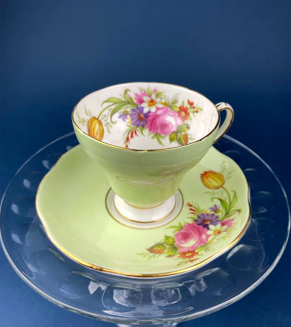 Foley Mint Green Floral Bone China Cup & Saucer