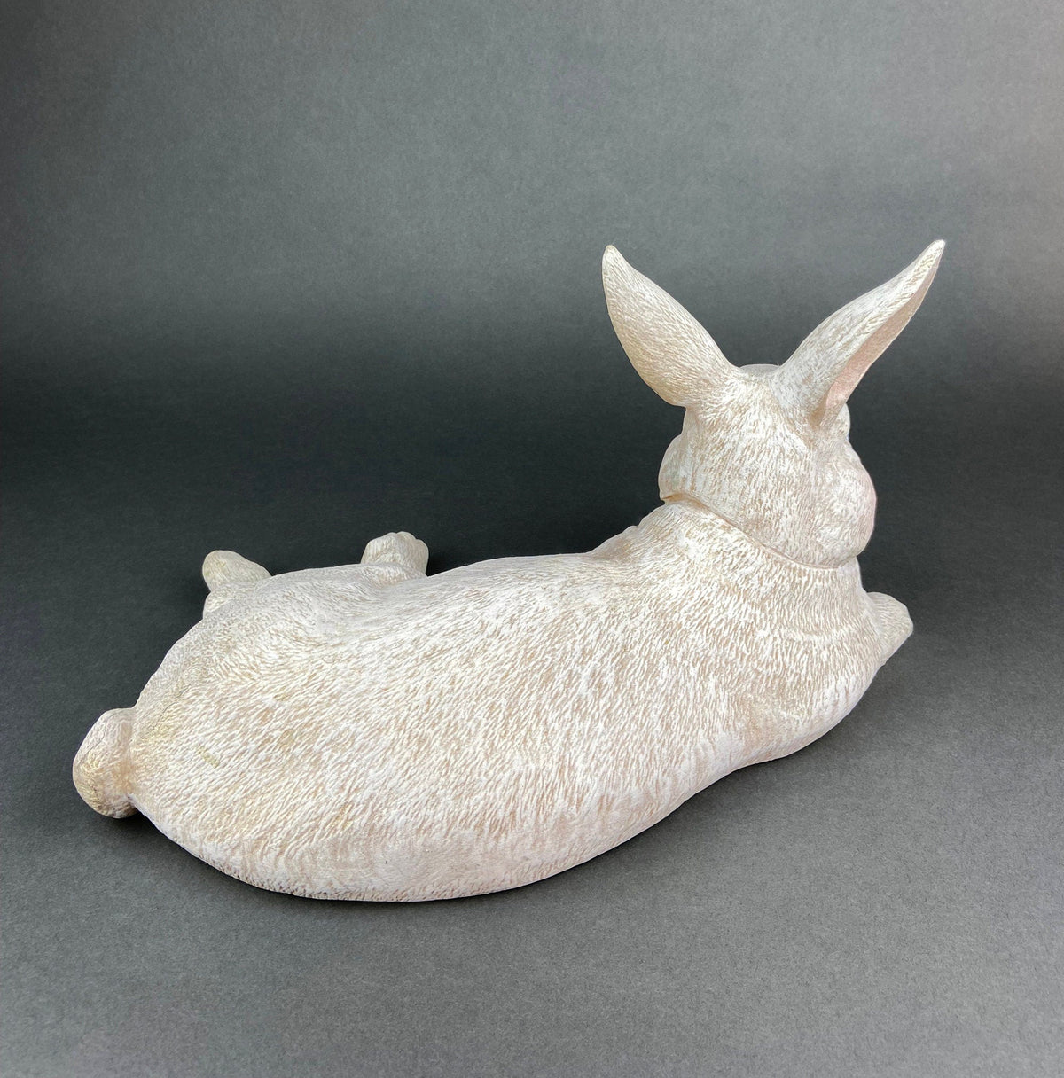 Large Reclining White Bunny Figurine