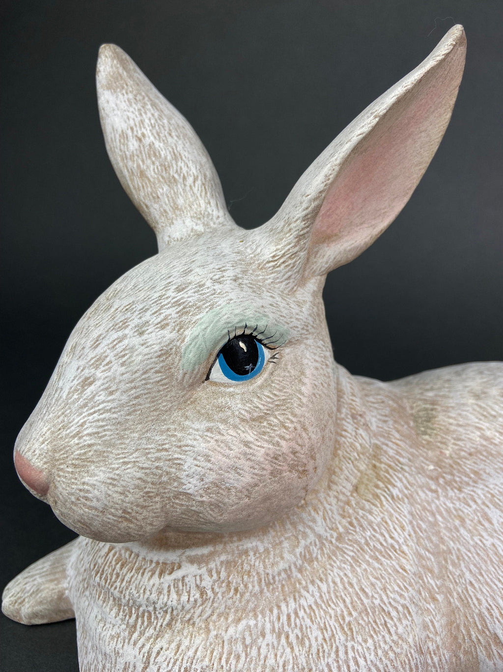 Large Reclining White Bunny Figurine
