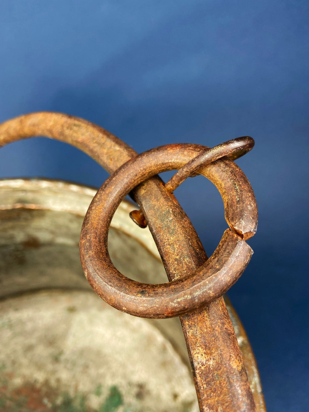 Vintage Hand-Hammered Copper Cauldron with Iron Handle