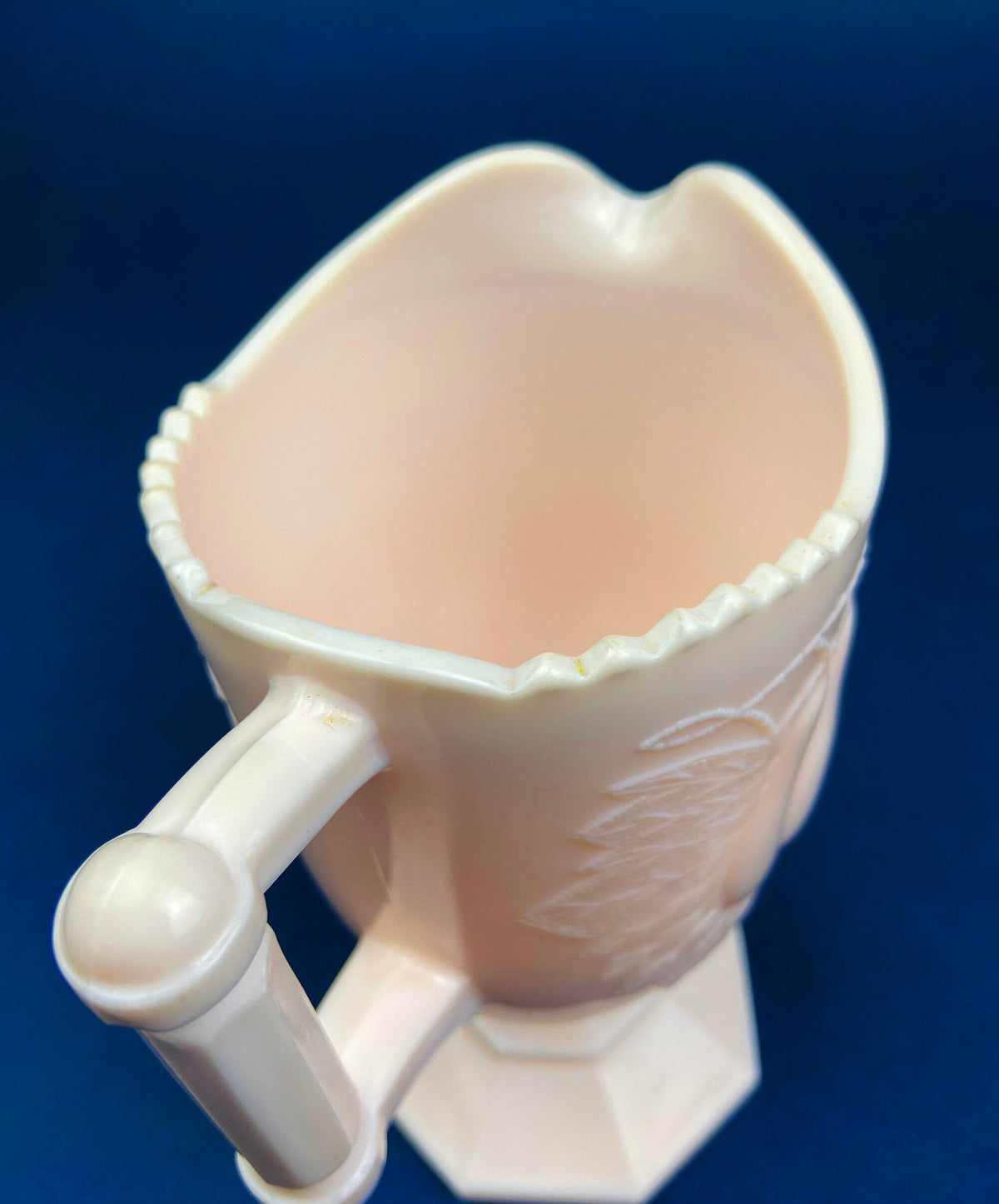 Pink Milk Glass Footed Creamer with Pears