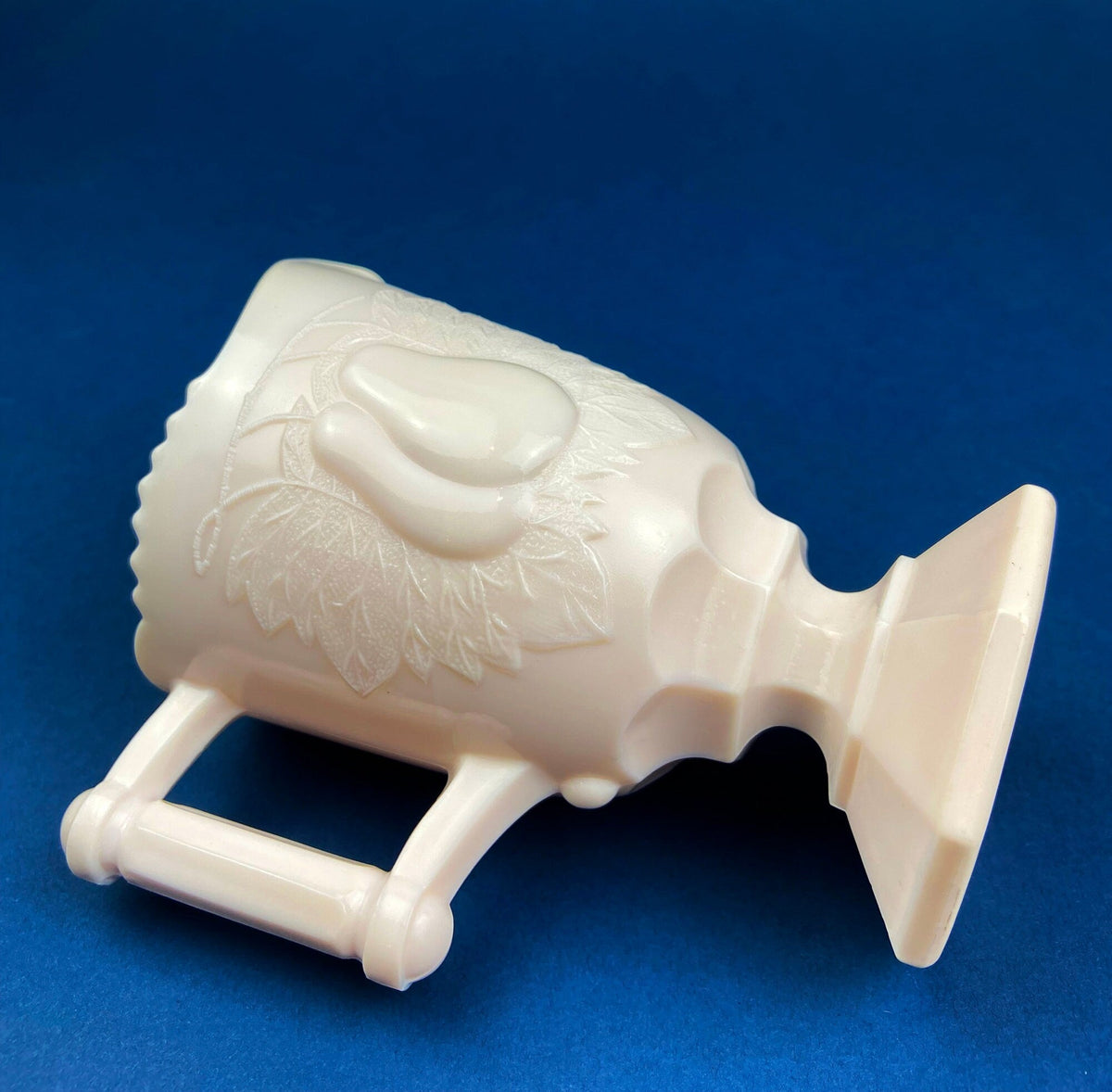 Pink Milk Glass Footed Creamer with Pears