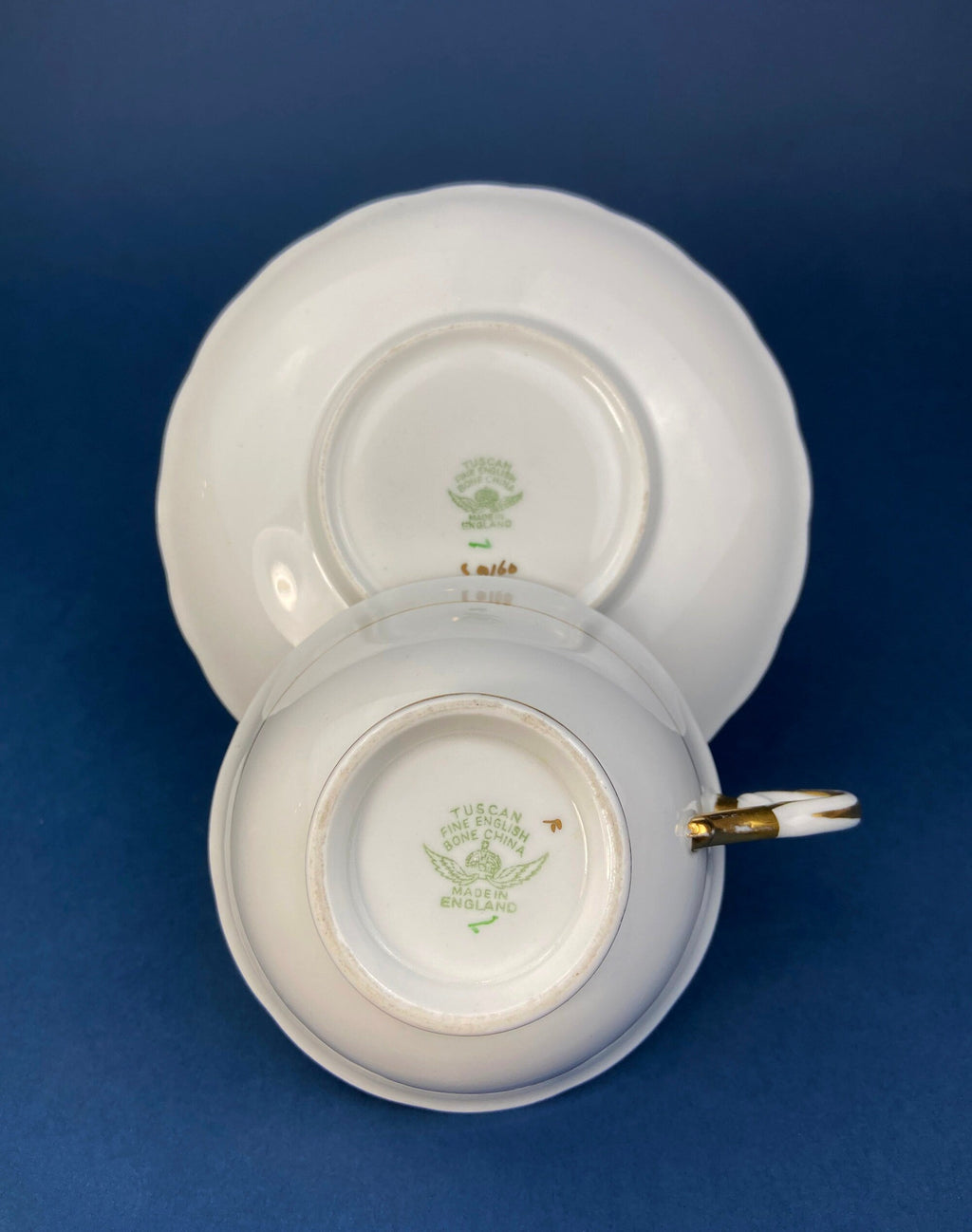 Tuscan Black, White & Gold Floral Cup & Saucer