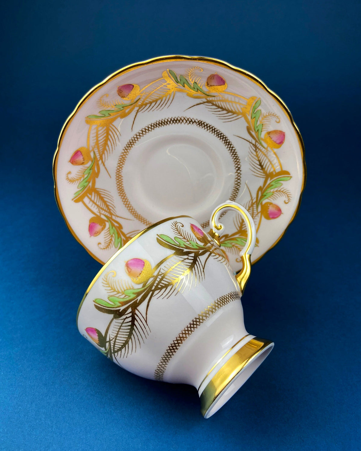 Tuscan Pink Acorn Bone China Cup & Saucer