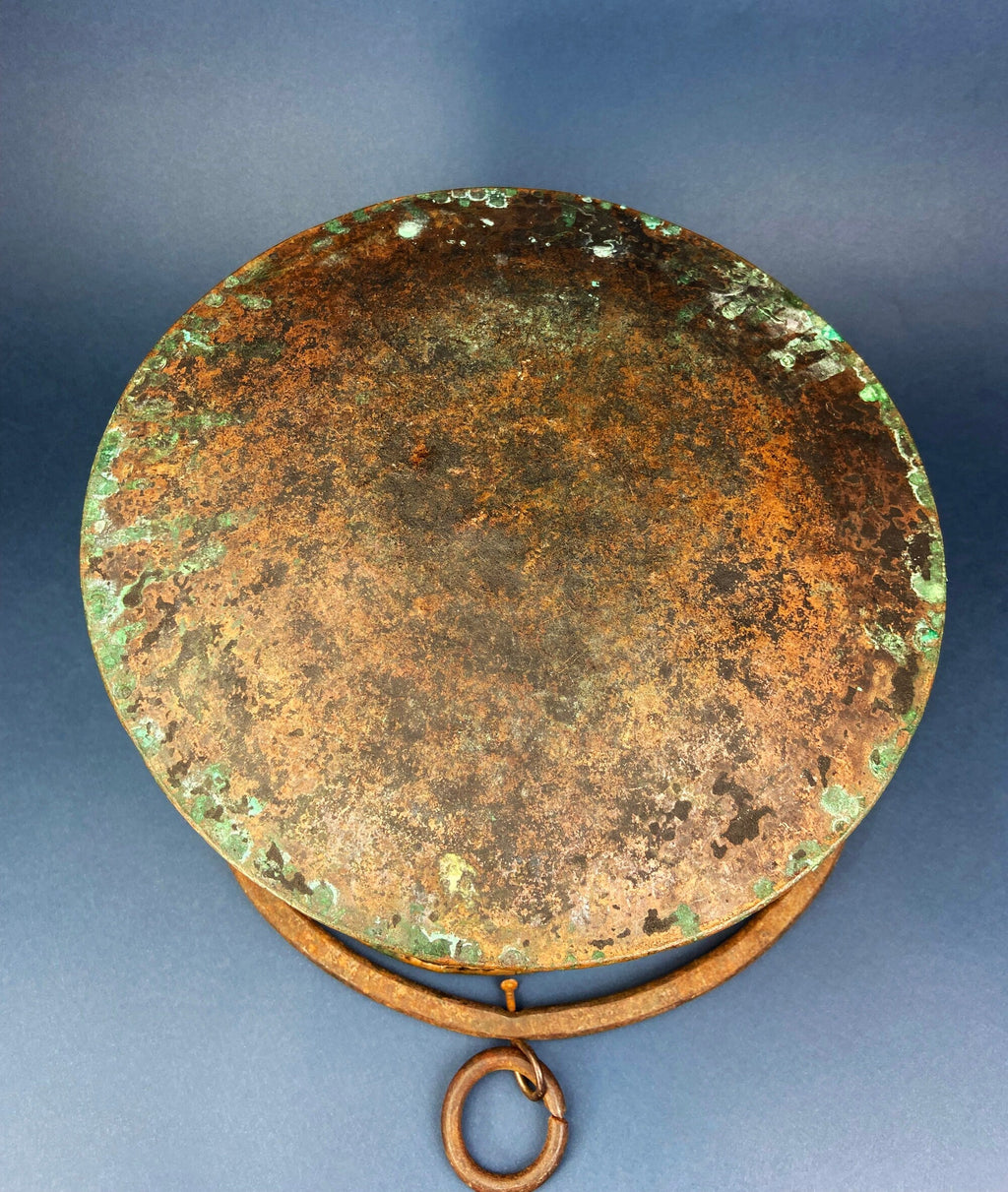 Vintage Hand-Hammered Copper Cauldron with Iron Handle