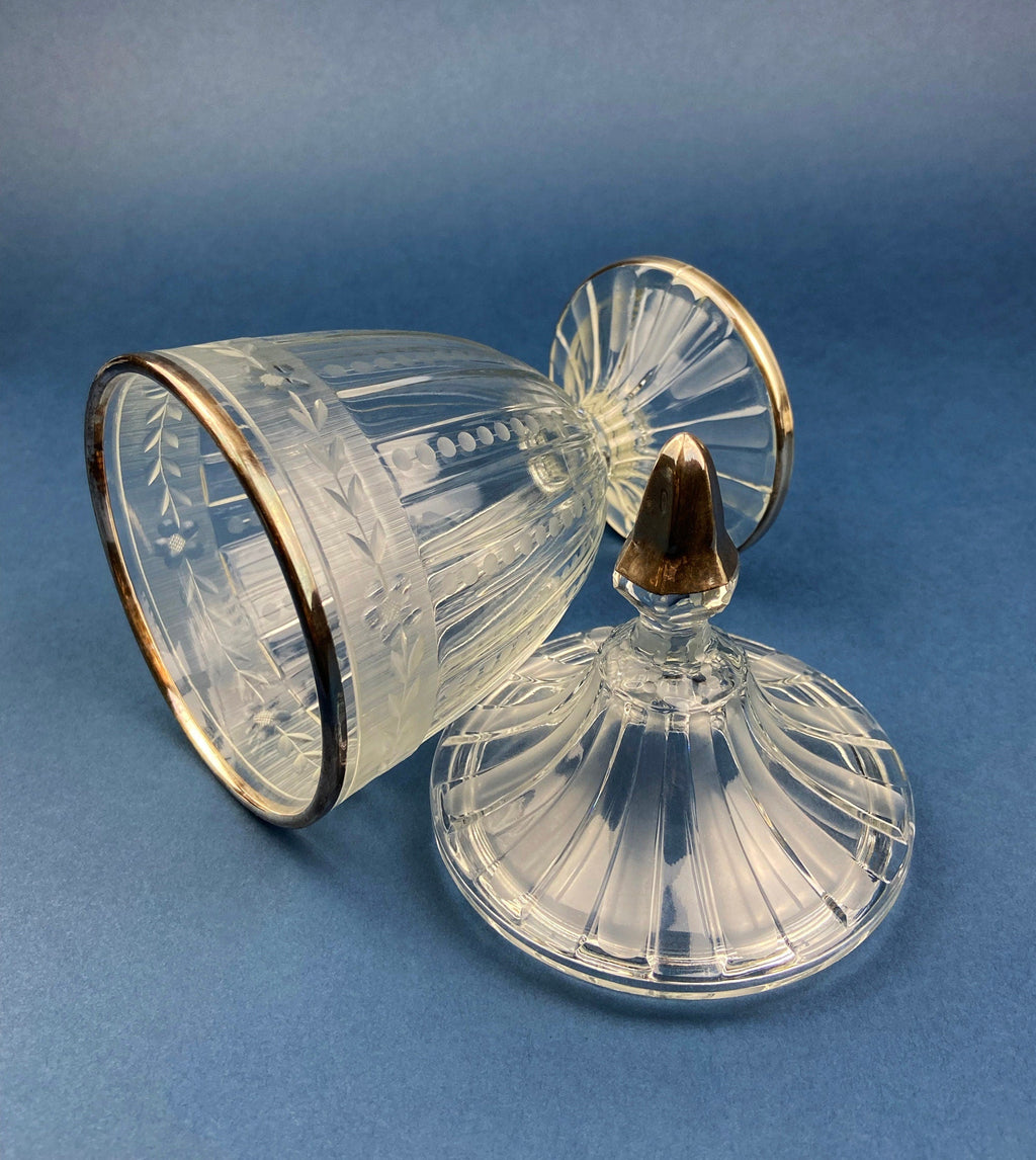 Footed Glass Apothecary Jar with Eggs & Feathers