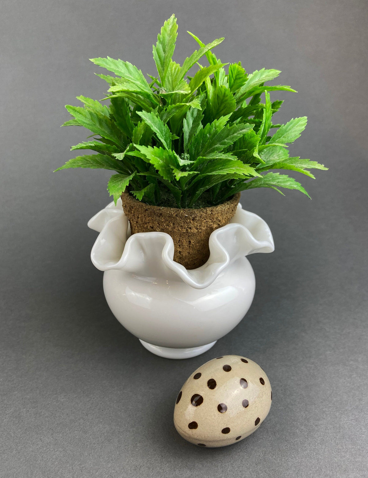 Small Ruffled Milk Glass Vase
