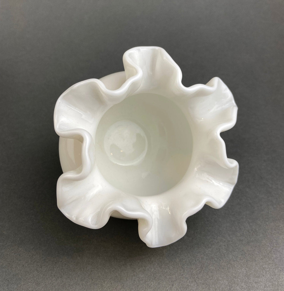 Small Ruffled Milk Glass Vase