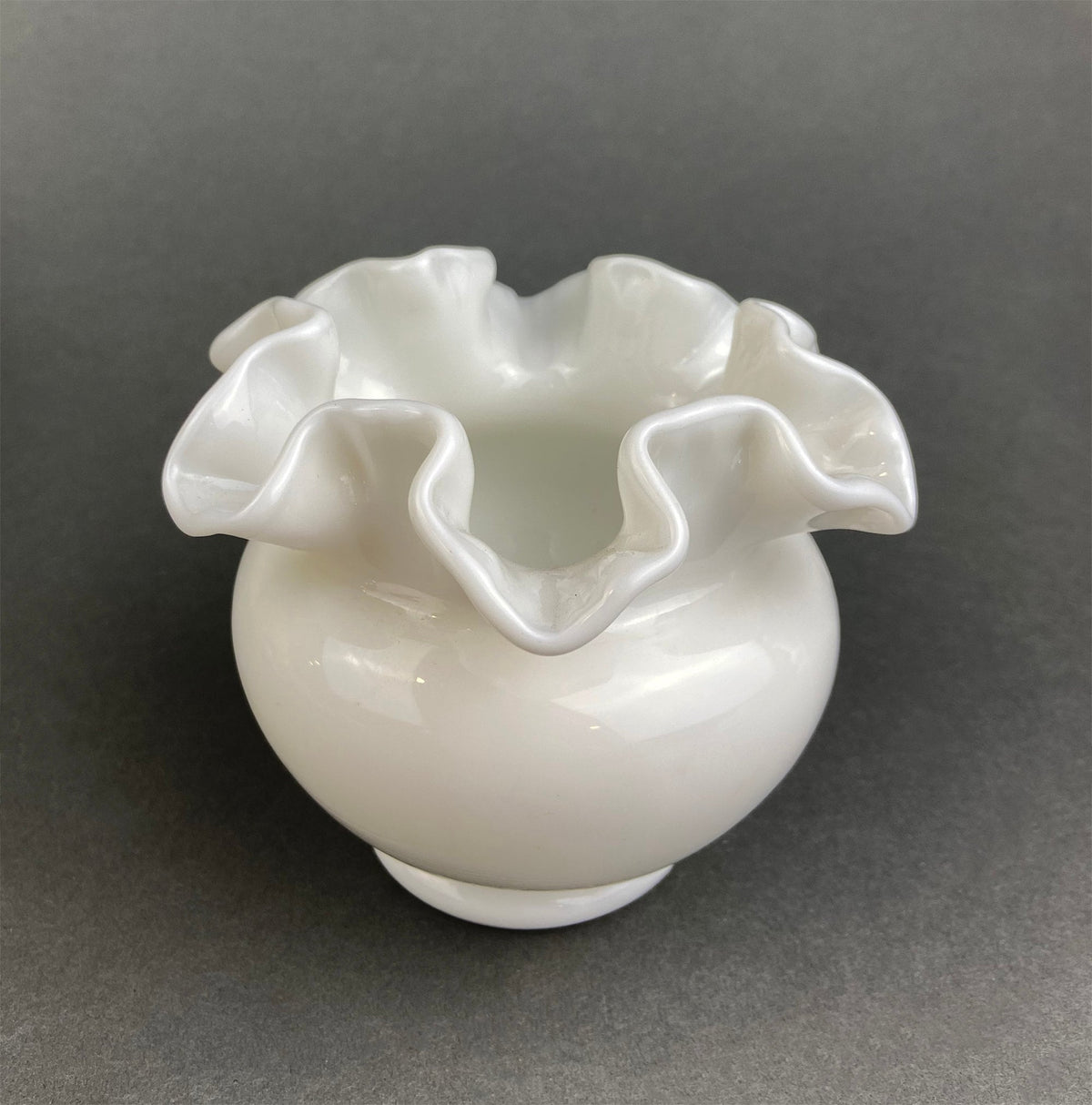 Small Ruffled Milk Glass Vase