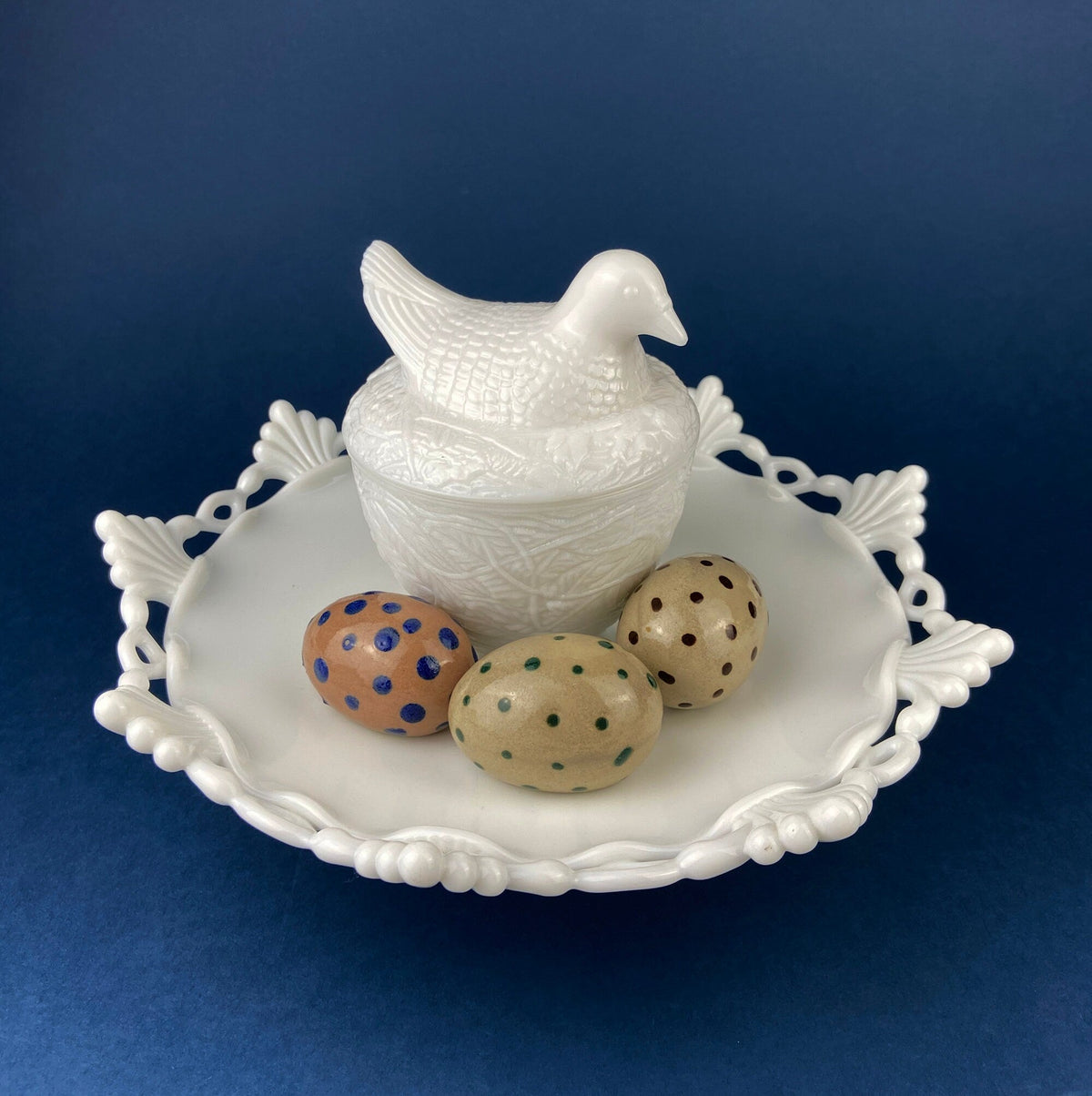 Westmoreland Open Lace Milk Glass Footed Bowl