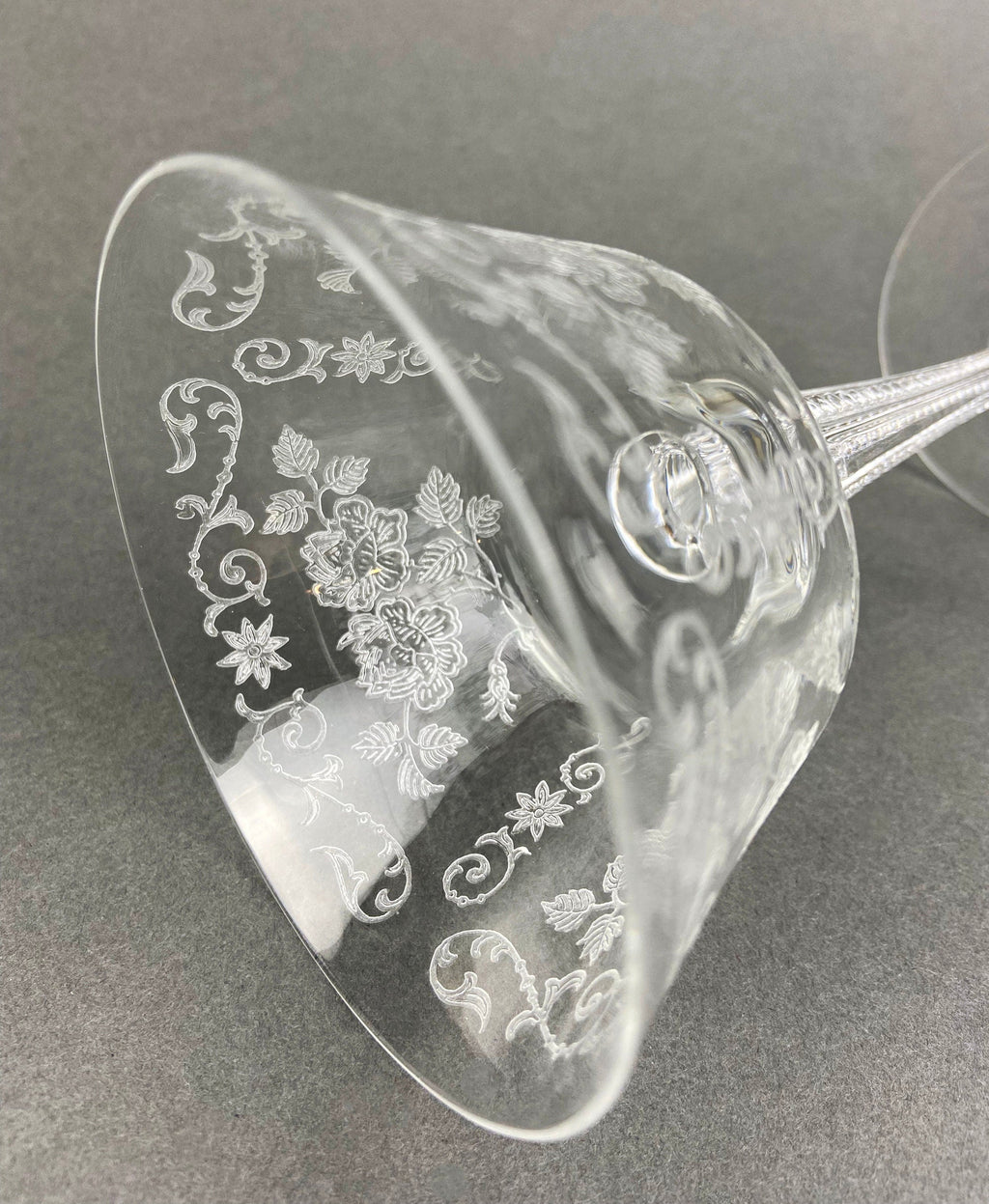 Fostoria Midnight Rose Etched Sherbet Glasses, Set of 6