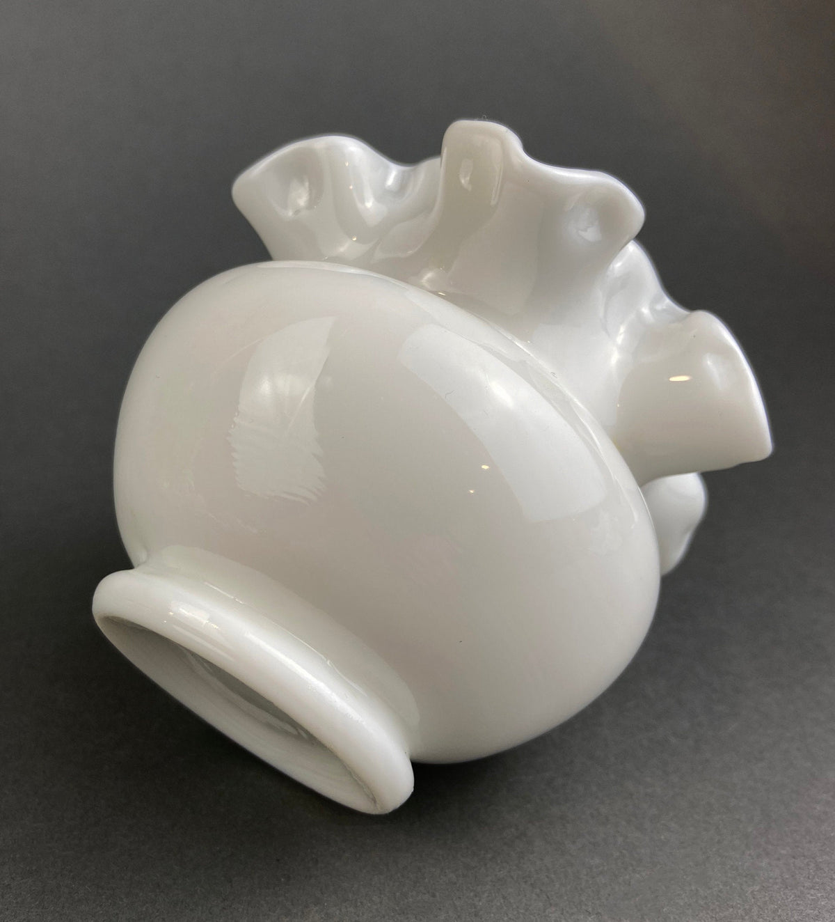 Small Ruffled Milk Glass Vase